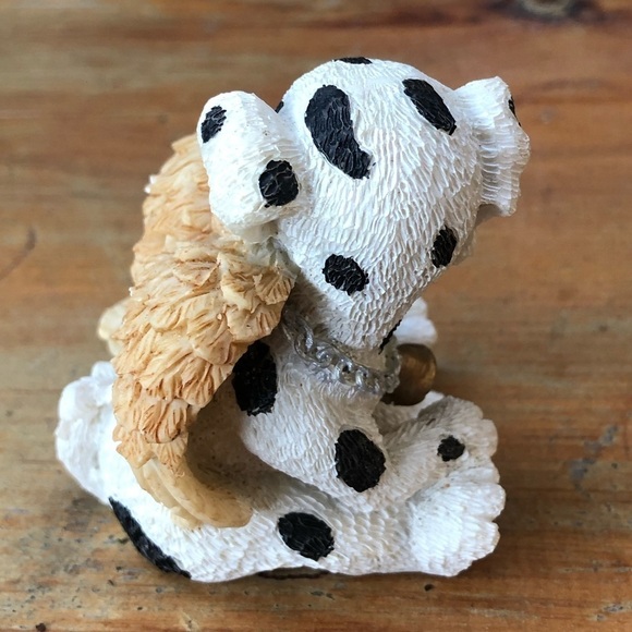 Playful Dalmatian Pup in Angel Wings Sitting & Smiling - Picture 3 of 6